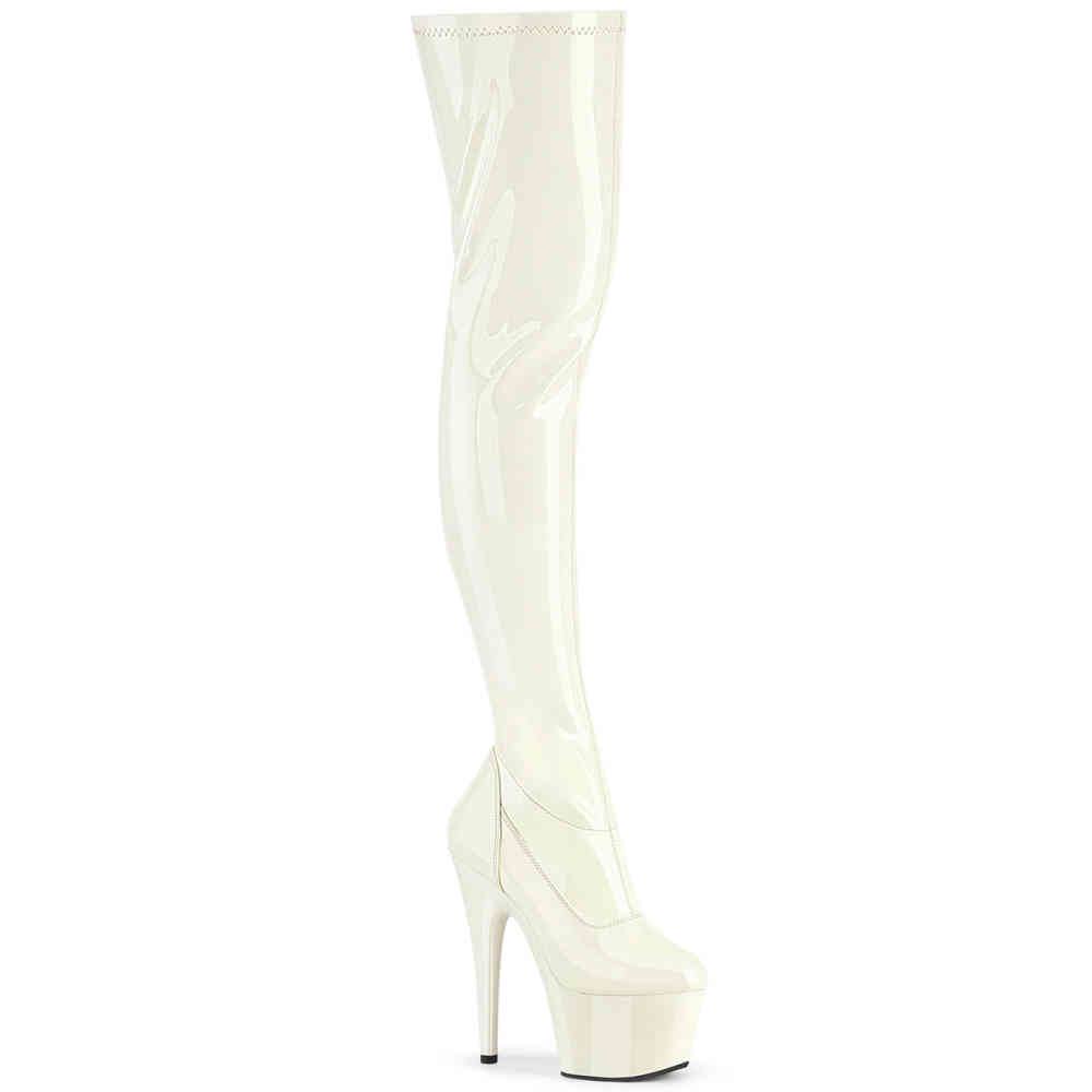 Pleaser - ADORE3000 Bottes cuissardes à plateforme - Blanc cassé Product image